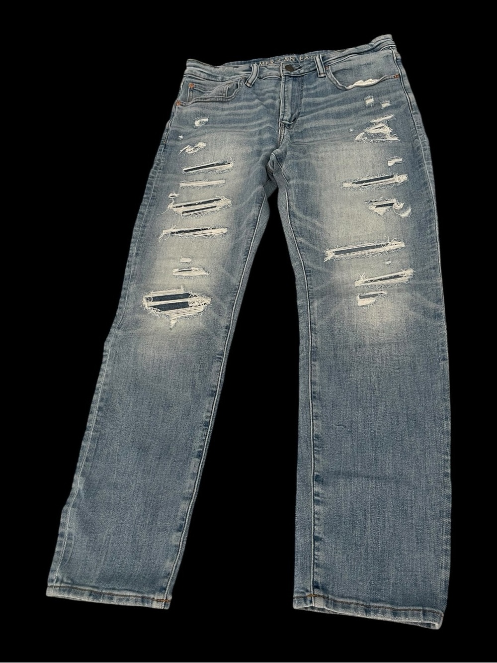 American Eagle AirFlex+ Slim Straight Distressed Light Wash Jeans Men’s 34x30